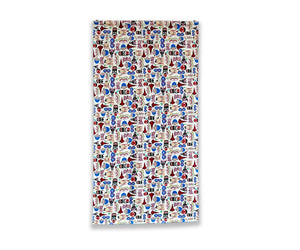 Patterned  wall hanging with colorful design on a white background